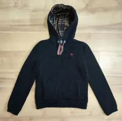 美品 バーバリーブルーレーベル ニットパーカー 裏地ノバチェック 黒 38