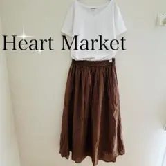 Heart Market ウエストゴムコットンフレアロングスカート（F）ブラウンのサムネイル