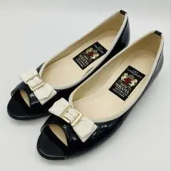 MIHAMA パンプス エナメル リボン ネイビー 23.5cm 未使用に近い