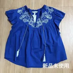 H&M ボヘミアン　ブラウス　ブルー　XLのサムネイル