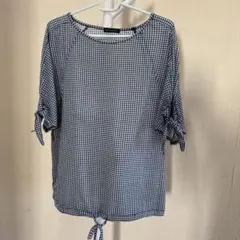 ネイビーとホワイトのギンガムチェック 半袖シャツ