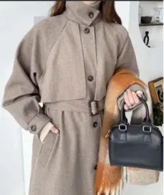 新品RATAさんエルボーパッチのロングコート ロング丈アイボリー