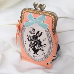 シルエットアリス（オレンジver.）がま口 眼鏡も入るる ハンドメイド おまけ付