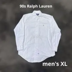 あ*し様 90s ラルフローレン 長袖シャツ ポニー刺繍 ホワイト ボタンダウン