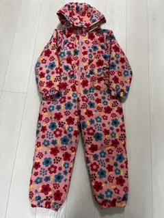 美品　130cmキッズ ジャンプスーツ 冬用ウェア スキーウェア ピンク花柄