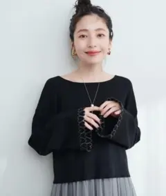 完売品 ニット 「WEB限定」お袖ハートショート丈ニットプルオーバー レディース