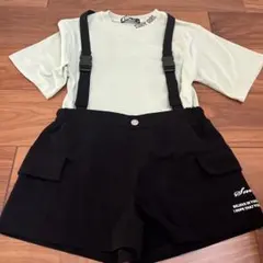 ZIDDY GIRL Tシャツとサスペンダー付きショートパンツ セット