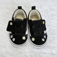 Vans ベビースニーカー 12cm 花刺繍 ブラック ほぼ未使用のサムネイル