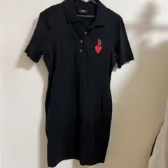 MLB ブラック ポロシャツスタイル ミニワンピース