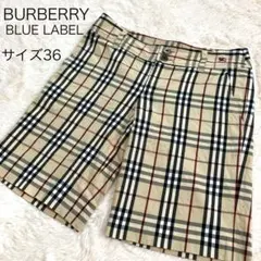 美品 バーバリー ブルーレーベル ショートパンツ ノバチェック ホースロゴ 36
