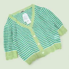 新品タグ付き emsexcite ボーダー 鍵編み カーディガン フリーサイズ