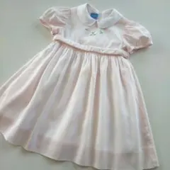 美品★90cm familiar フォーマル ピンクストライプ 半袖ワンピース