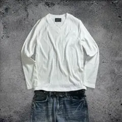 00s archive rib vneck grunge tee white - メルカリ