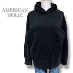 アメリカンホリック　プルオーバーパーカー　L 黒　ゆったり　フード付き　古着