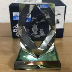 【美品】ガラス　置物　フクロウ　クリスタル　レーザー彫　鳥　ガラス細工　開運