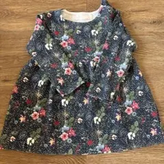 Zara baby 花柄ネイビー長袖ワンピース 80cm