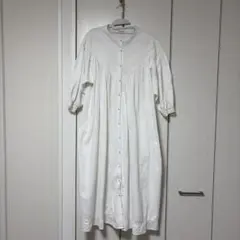SamansaＭos2ホワイトコットンロングワンピース