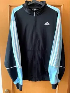 美品 adidasトラックジャケット 好配色 ジャージ ブラック 古着 00s
