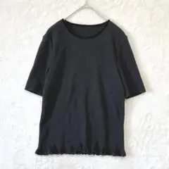 Leilian レリアン／ニット 半袖 トップス L リブ編み 日本製 ウール