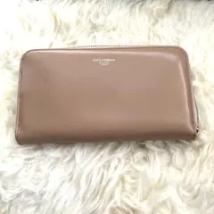 【良品】ドルチェ＆ガッバーナベージュカラーレザー長財布