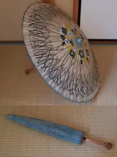 和傘　番傘　日本舞踊　和風　珍しい柄　飾り物　置物　古道具　時代物　Q2117