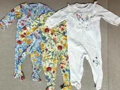 ぽ*こ様 花柄ロンパース 長袖　3点セット　80cm 9-12m