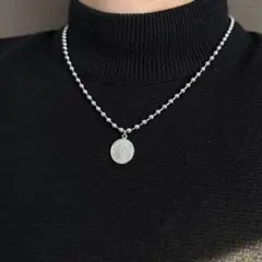 金属アレルギー対応　ステンレス　ボールチェーン コインネックレス　45cm