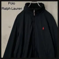 245e【美品】ポロラルフローレン 刺繡ワンポイント ロゴ ジャケット ブラック