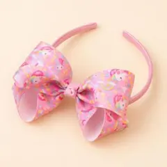 ユニコーン柄リボンカチューシャ ピンク キッズヘアアクセサリー