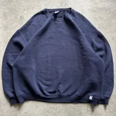 00s RUSSELLラッセル スウェット 前V 無地 ソリッド ネイビーXXL