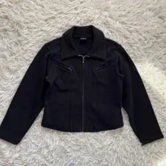 レディースショート丈ジャケット M 黒 ジップアップ