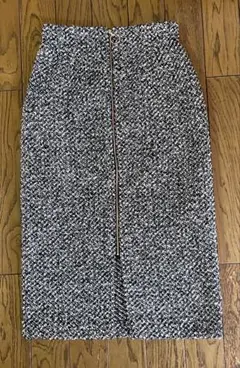 NOLLEY‘S light ツイードフロントZIPスカート_グレー柄