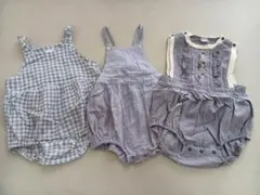 【3枚セット】ブルー系ロンパース