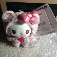 ハローキティ❤️ぬいぐるみマスコットキーホルダー ピンクレオパード豹柄