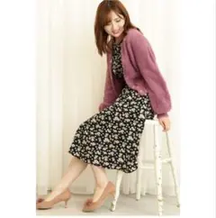 プロポーションボディドレッシングオータムフラワーワンピース☆黒