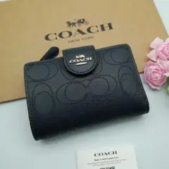 新品　COACH　折り財布　カラー　ミッドナイトネイビー　正規品