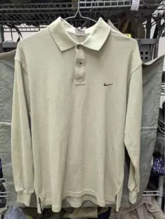 NIKE ポロシャツ ベージュ 長袖 刺繍ロゴのサムネイル