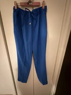 青色　ウエストゴム　スラックスパンツ　 L