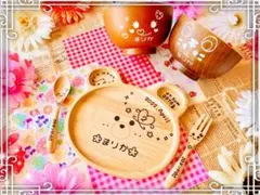 eri様ご確認　名入れ木目調お椀①② カトラリーA くまさんプレートキラデコ