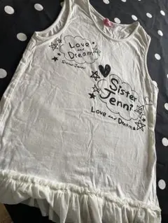 古着Jenni160sizeタンク裾レース♪白
