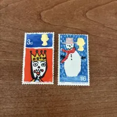 イギリス　1966年　クリスマス　切手　2種セット