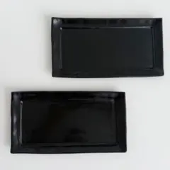 長角皿　漆黒　ロングプレート　波佐見焼　焼き皿　おしゃれ　カフェ風　人気　2枚