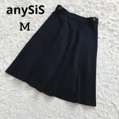 anySiS エニィスィス 膝丈フレアスカート　ネイビー　紺色　M