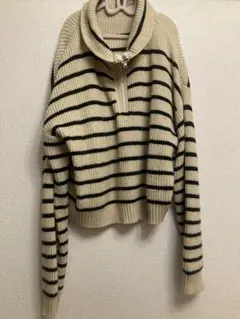 Dazy アイボリーと黒のストライプ セーター L