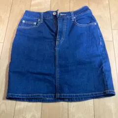 デニムブルー ミニスカート ゴム入りウエスト
