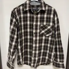 abx. メンズ　ブラウン系チェック　ネルシャツ