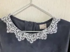 【petit main 美品】ベロア調　Aラインワンピース