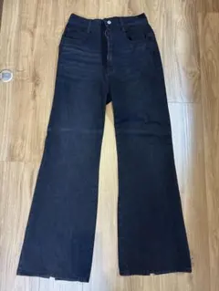 ブラック ストレート デニムパンツ 黒のサムネイル