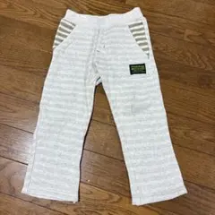 最終値下げ　車の刺繍　ストライプ柄ロングパンツ グレー 100cm~