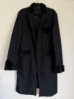 Black Comme des Garçons ブラック ファー付きロングコートのサムネイル